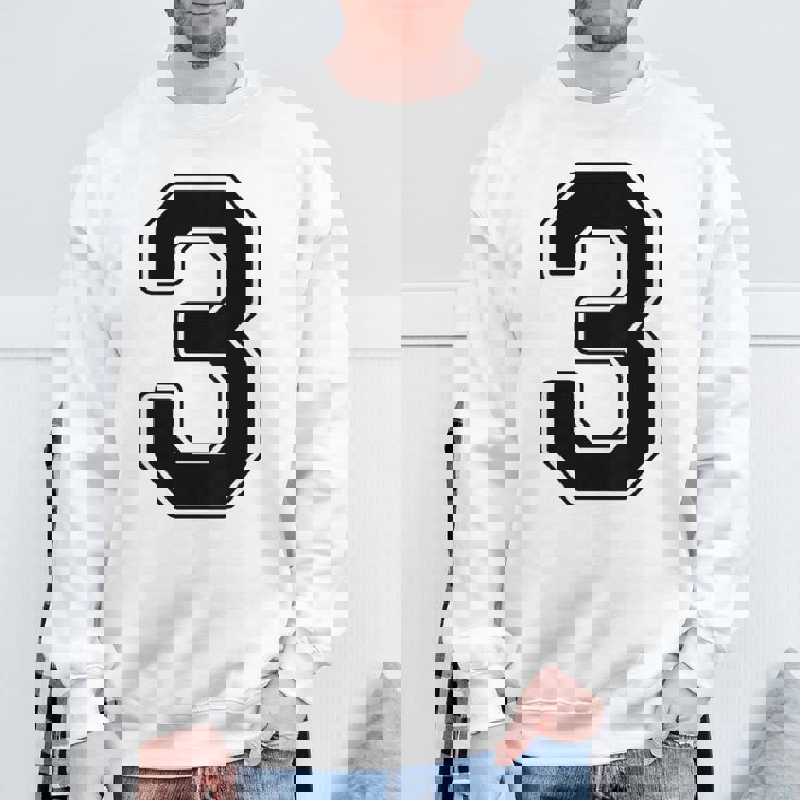 【バックプリント・背中側】3 数字 背番号 ユニフォーム ナンバー【ブラック／黒の文字】スポーツ 野球 サッカー 部活 スウェットシャツ 高齢者への贈り物