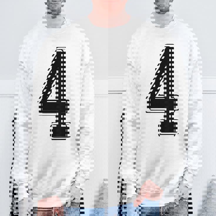 【バックプリント・背中側】4 数字 背番号 ユニフォーム ナンバー【ブラック／黒の文字】スポーツ 野球 サッカー 部活 スウェットシャツ 高齢者への贈り物