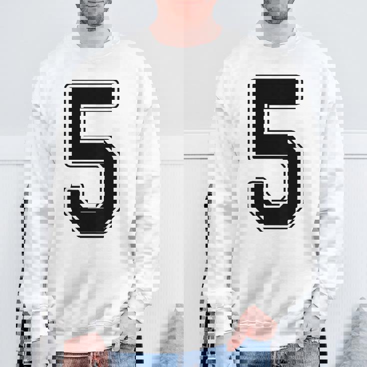 【バックプリント・背中側】5 数字 背番号 ユニフォーム ナンバー【ブラック／黒の文字】スポーツ 野球 サッカー 部活 スウェットシャツ 高齢者への贈り物