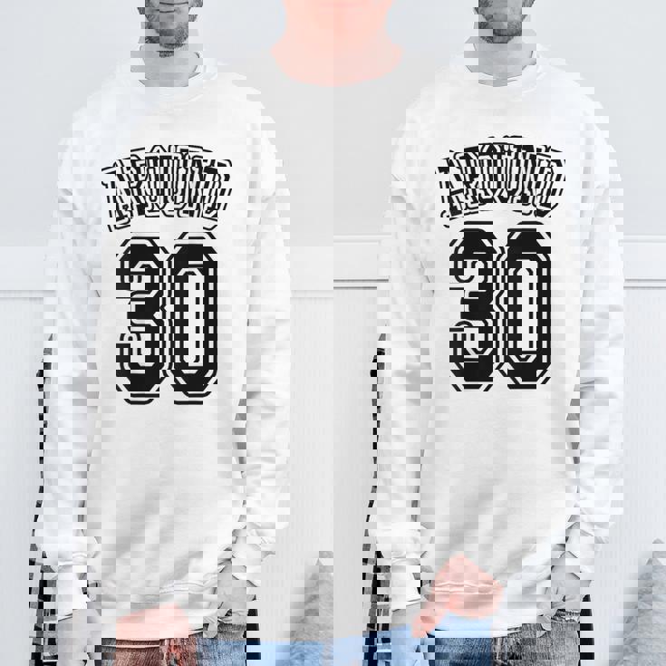 【バックプリント・背中側】Around 30 アラサー（三十歳 30才）ユニフォーム風 30代 誕生日プレゼント 面白 スウェットシャツ 高齢者への贈り物