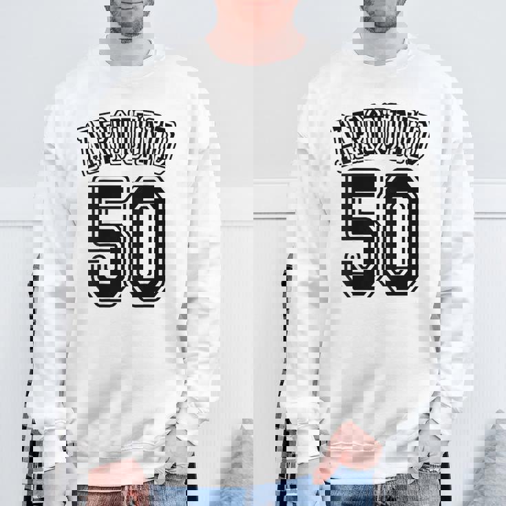 【バックプリント・背中側】Around 50 アラフィフ（五十歳 50才）ユニフォーム風 50代 誕生日プレゼント 面白 スウェットシャツ 高齢者への贈り物