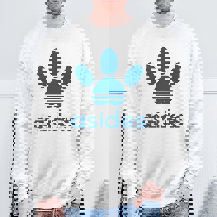 【バックプリント・背中側】Asides アシデス 足です。肉球です。【変なtシャツ屋】スポーツ ブランド パロディ 面白 スウェットシャツ 高齢者への贈り物