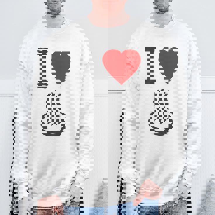 【バックプリント・背中側】アイラブ・温泉 マーク お風呂 銭湯 記号 お土産 旅行 ハート スタッフ 面白い スウェットシャツ 高齢者への贈り物