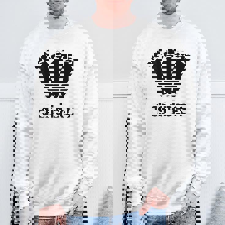 【バックプリント・背中側】アシデス Asides 足です。【変なデザイン屋さん】スポーツ ブランド パロディ 面白 スウェットシャツ 高齢者への贈り物