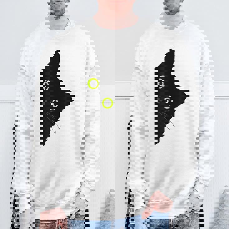 【覗くネコ】黒猫 にゃんこ 猫好き 猫 可愛い ネコ 子猫 ネコ好き 面白い 変な 遊び心 ネタ ウケ狙い おもしろ スウェットシャツ 高齢者への贈り物