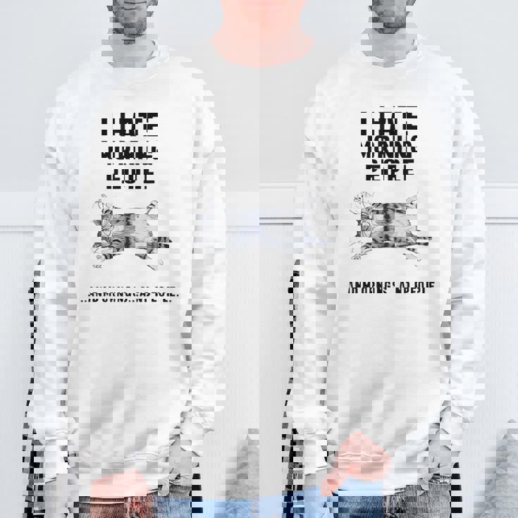 おかしな怠惰な猫 私は朝の人と朝と人が嫌いです スウェットシャツ 高齢者への贈り物