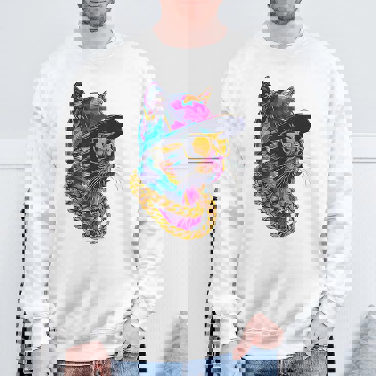 かっこいい ヒップホップ 猫 アーバン ストリートウェア B-Boy グラフィティ スウェットシャツ 高齢者への贈り物