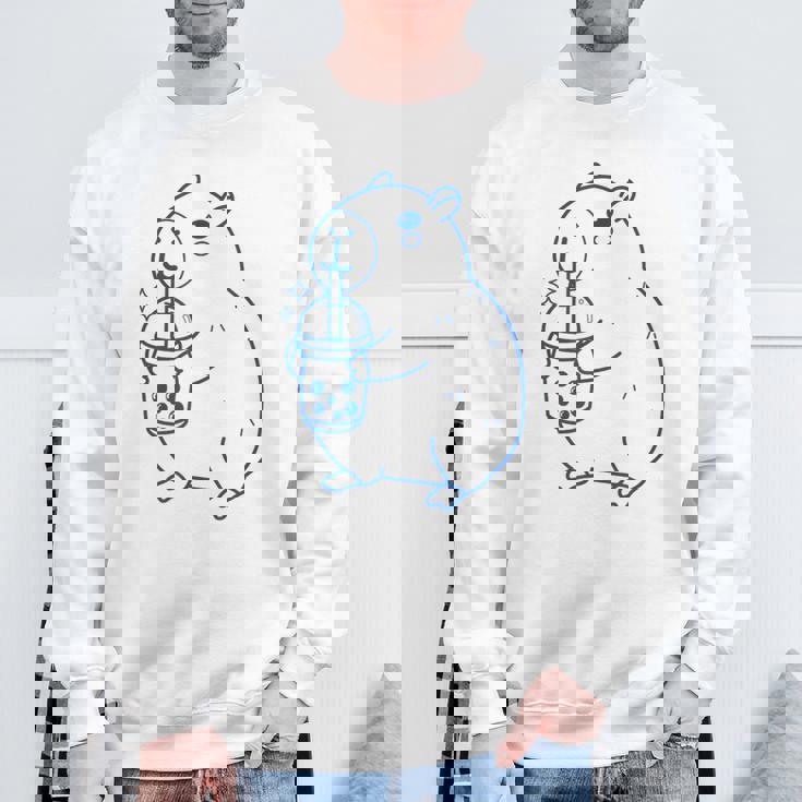 かわいい カピバラ ノベルティ グラフィック ボバティー ミルクセーキ ミルクティー スウェットシャツ 高齢者への贈り物