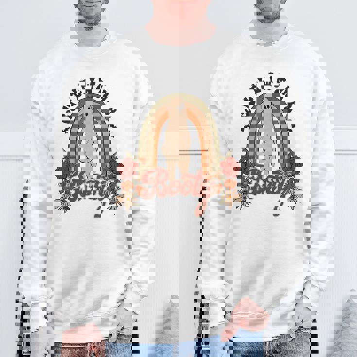 かわいいお尻 面白い ハロウィン ゴースト レトロ ヴィンテージ スタイル スウェットシャツ 高齢者への贈り物