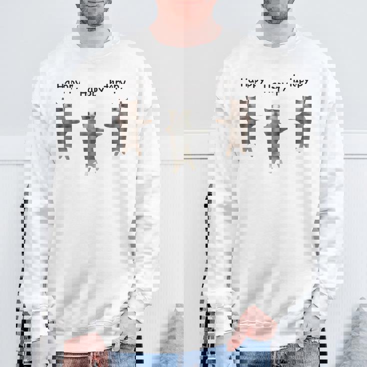 かわいいジャンピング ハッピーキャット ミーム トレンド ファニー スウェットシャツ 高齢者への贈り物