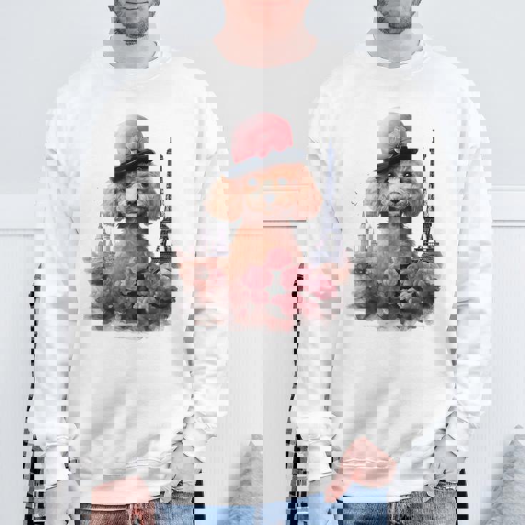 かわいいフレンチパリエッフェル塔トイプードル パリジャンプードル スウェットシャツ 高齢者への贈り物