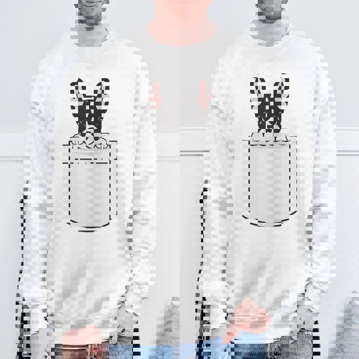 かわいいフレンチブルドッグポケット：いじめっ子の飼い犬とフレンチブルドッグの恋人 スウェットシャツ 高齢者への贈り物