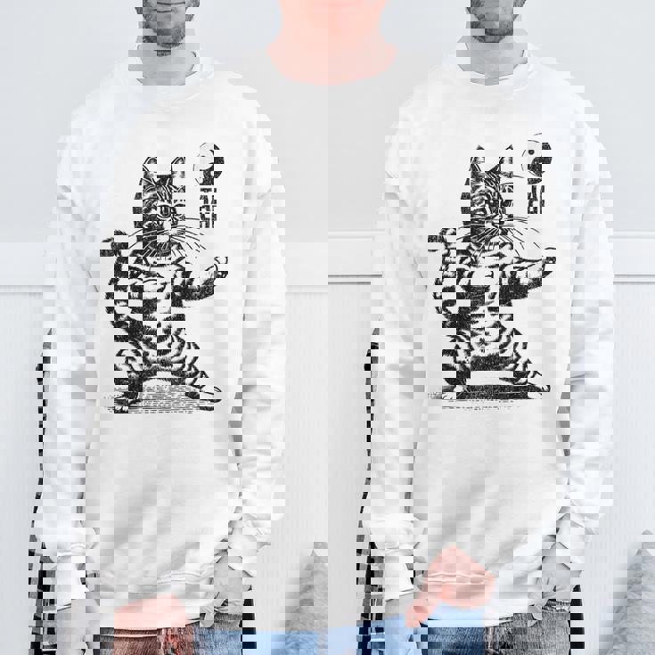 かわいい猫 太極拳 武道 陰陽 スウェットシャツ 高齢者への贈り物