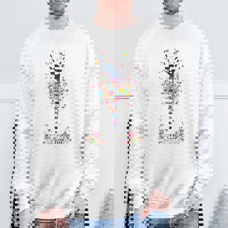 かわいい花柄バレリーナ 春の花 バレエダンサー スウェットシャツ 高齢者への贈り物