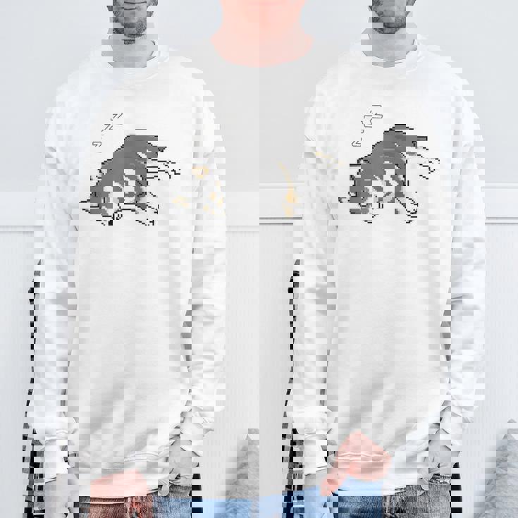 すやすや眠る黒柴 柴犬のドット絵 スウェットシャツ 高齢者への贈り物