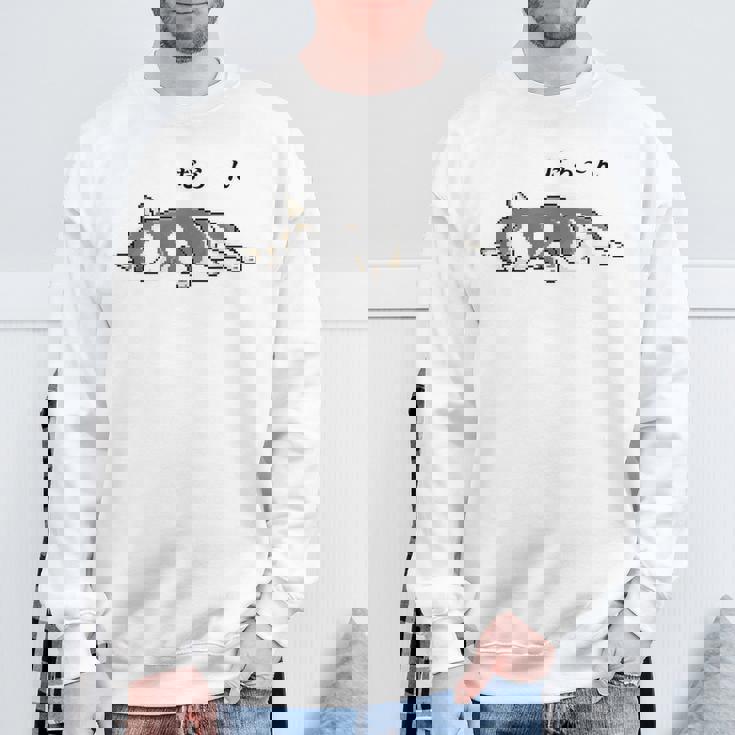 だらーんとくつろいでいる黒柴 柴犬のドット絵 スウェットシャツ 高齢者への贈り物