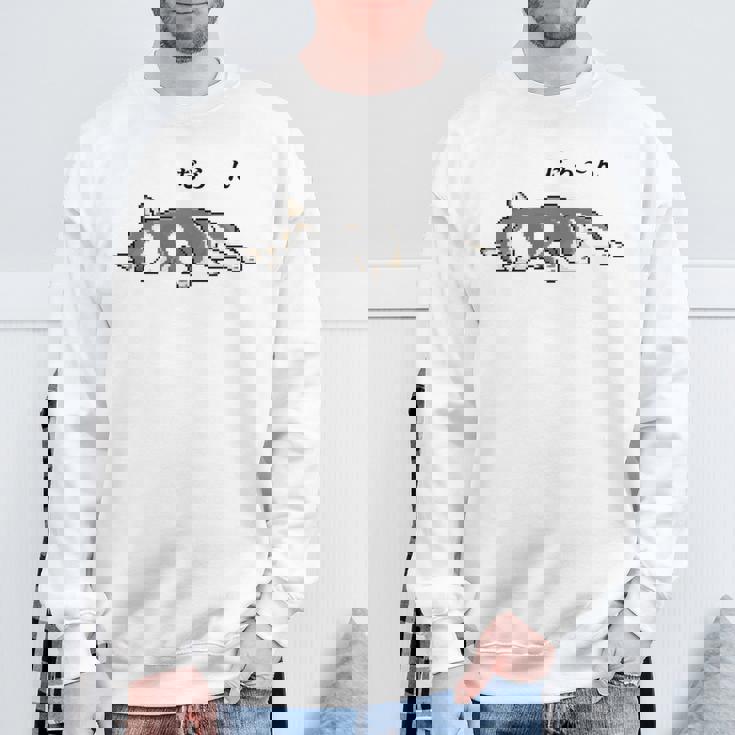 だらーんとくつろいでいる黒柴 柴犬のドット絵 長袖tシャツ スウェットシャツ 高齢者への贈り物