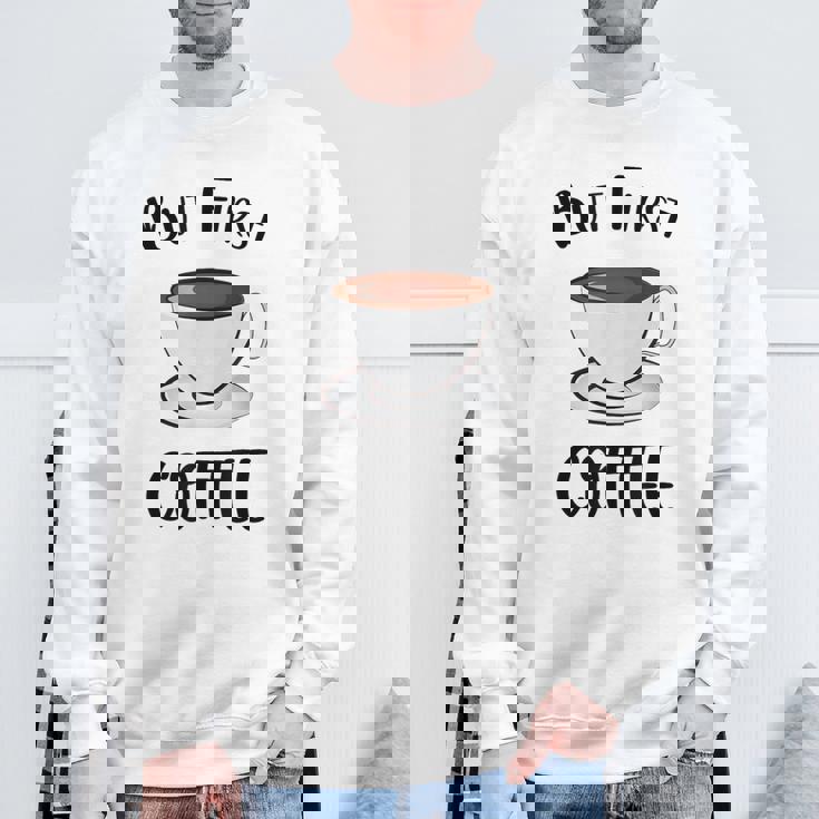 でもファーストコーヒーおもしろいコーヒー好きかわいい スウェットシャツ 高齢者への贈り物