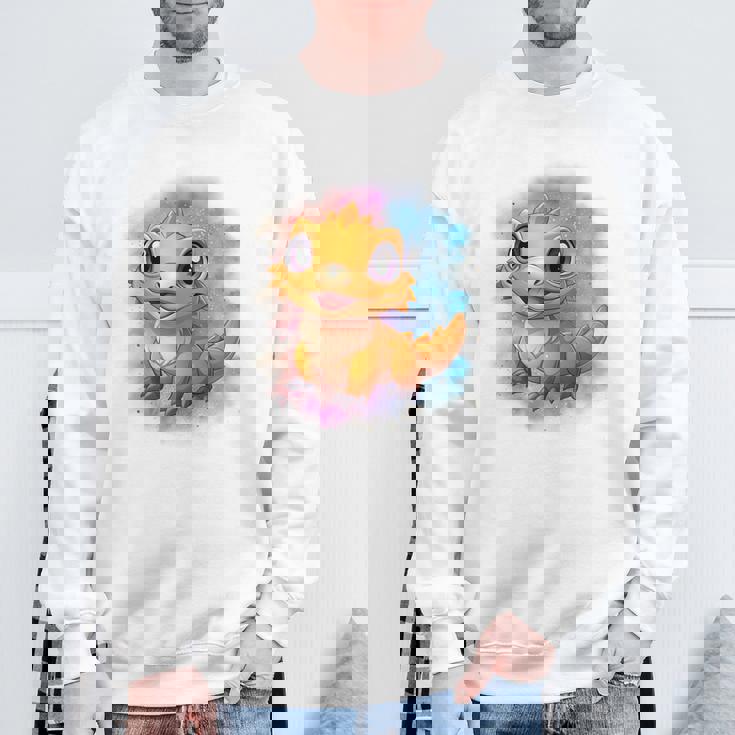 ひげを生やしたドラゴンの白い服のレインボーフラッグ スウェットシャツ 高齢者への贈り物