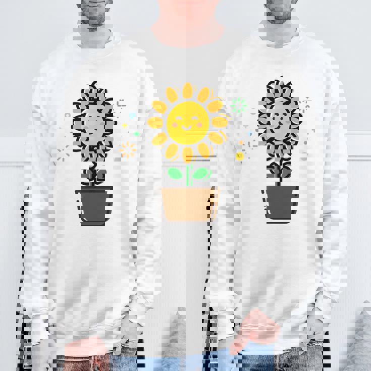 ひまわり 花 ポット シンプル クリップアート スウェットシャツ 高齢者への贈り物