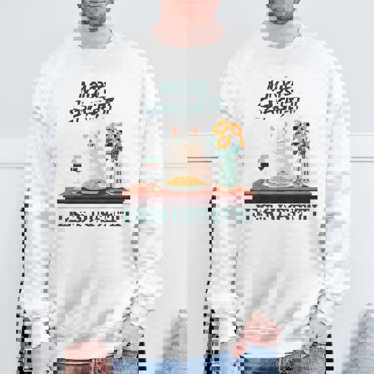 より多くのスパゲッティ、より少ないアップセッティ、イタリア料理 猫愛好家 スウェットシャツ 高齢者への贈り物