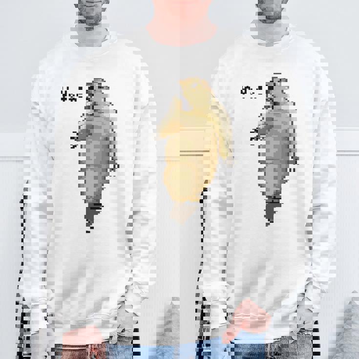 アニマルプリント 驚いたマーモット ドット絵 ピクセルアート 面白い 動物 ミーム スウェットシャツ 高齢者への贈り物