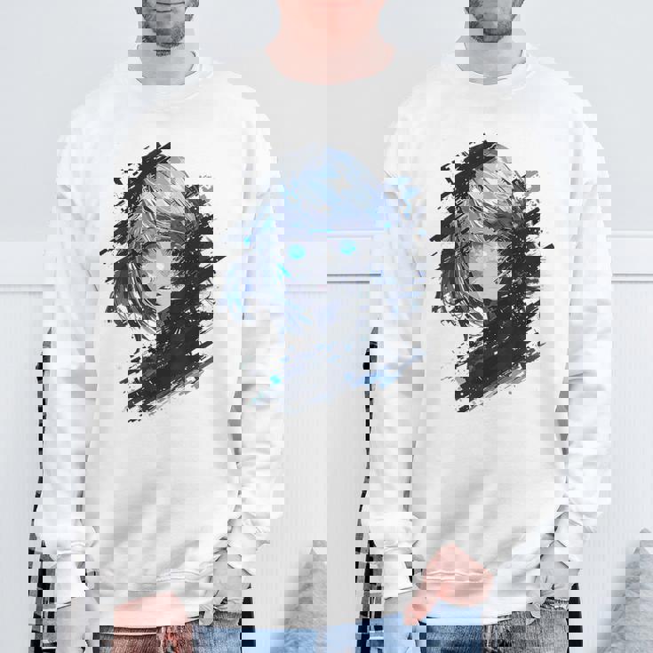 アニメ 漫画 グラフィック 青い目 アート アニメ スウェットシャツ 高齢者への贈り物