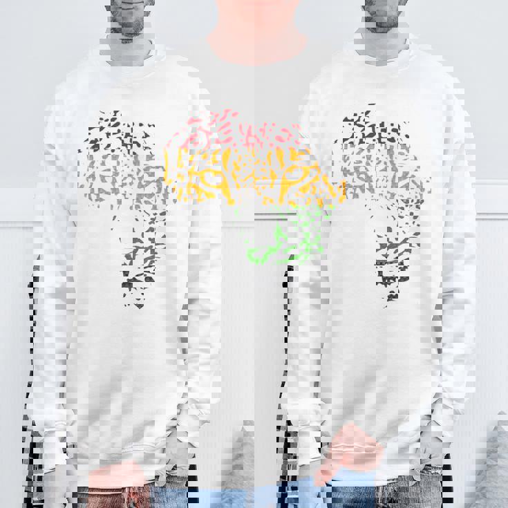 アフリカ地図 ヒョウ柄 アフリカラスタカラー スウェットシャツ 高齢者への贈り物