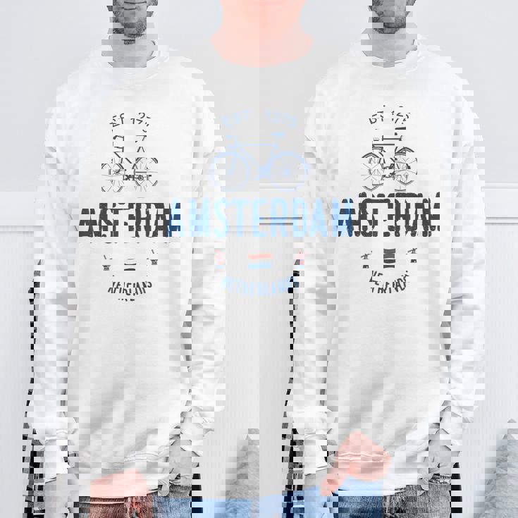 アムステルダム バイク シティ アムステルダム バイクタウン オランダの国旗 スウェットシャツ 高齢者への贈り物