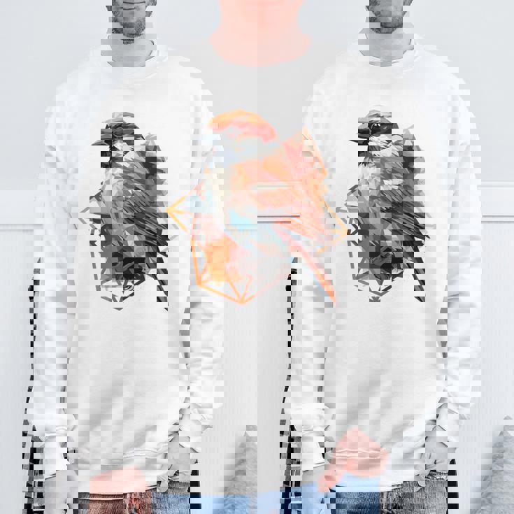 アメリカンツリー スズメ 鳥 幾何学模様 パッテンアート かわいい鳥 ロー スウェットシャツ 高齢者への贈り物