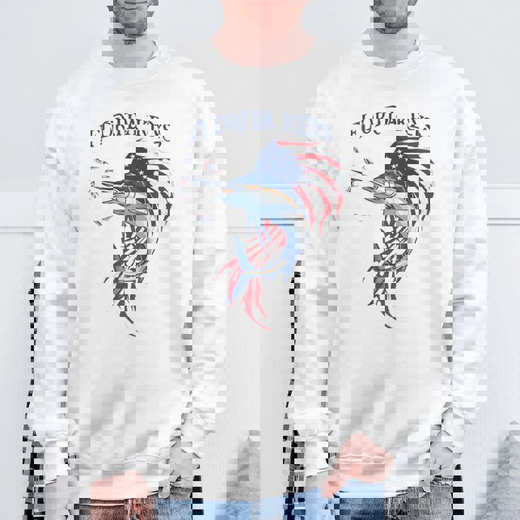 アメリカ国旗 愛国的 カジキ マーリン フロリダの鍵 スウェットシャツ 高齢者への贈り物