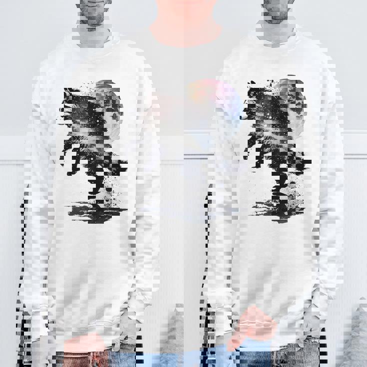 アライグマ アニマルモチーフ ムーンアート アニマルプリント アライグマ スウェットシャツ 高齢者への贈り物