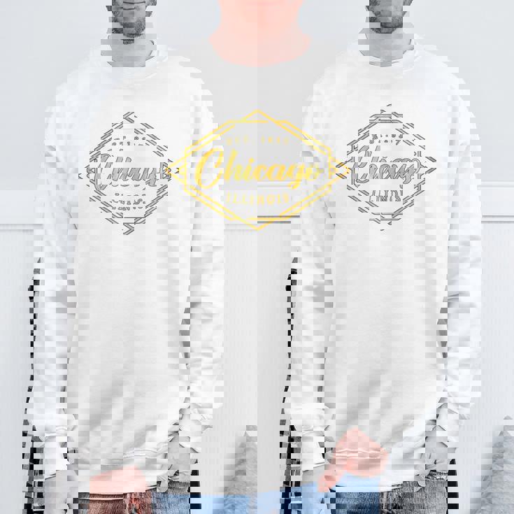 イリノイ州シカゴ-イリノイ州シカゴスタイル 長袖tシャツ スウェットシャツ 高齢者への贈り物