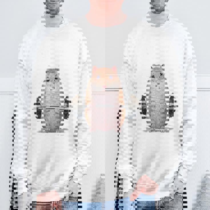 ウェイトリフティング 筋トレ バーベル やる気がないなら家に帰れ ジャンガリアンハムスター スウェットシャツ 高齢者への贈り物