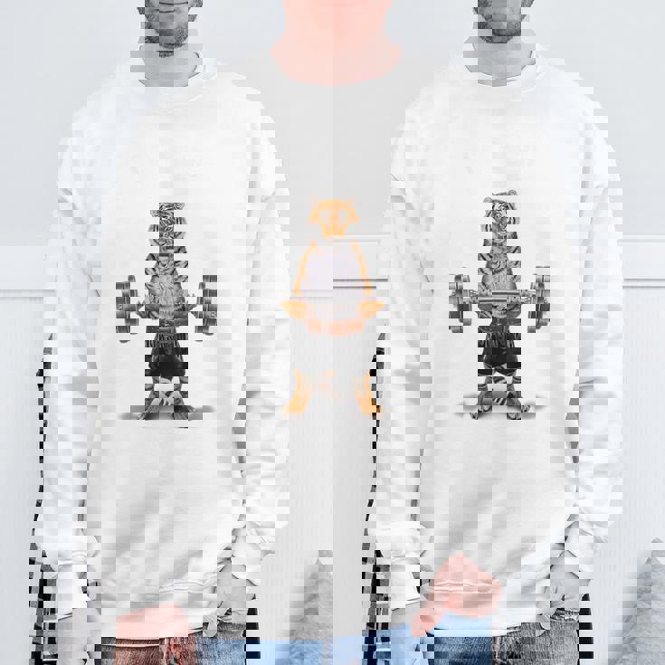 ウェイトリフティング 筋トレ バーベル やる気がないなら家に帰れ トラ 虎 スウェットシャツ 高齢者への贈り物