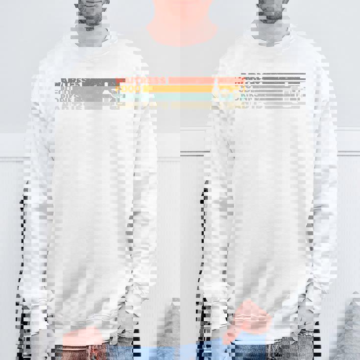 ウェイトレス 食べ物 飲み物とヒント レトロ ウェイティングスタッフ ウェイター 長袖tシャツ スウェットシャツ 高齢者への贈り物