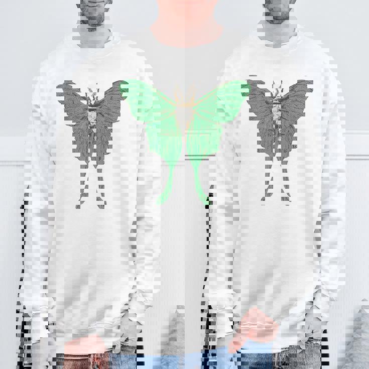 オオミズアオ ルナモス 薄い 緑色 黄緑色 蛾 Luna Moth レトロ 虫 昆虫 イラスト かっこいい おしゃれ スウェットシャツ 高齢者への贈り物