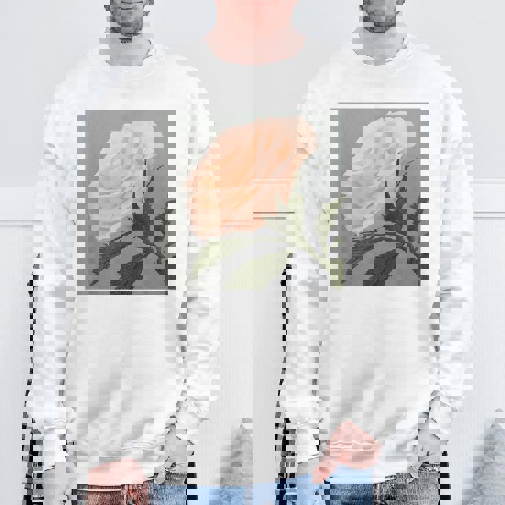 オリジナル現代アート「ピーチローズ」 スウェットシャツ 高齢者への贈り物