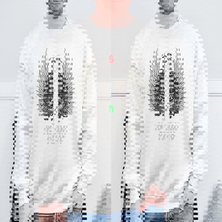 オートバイのギアシフト 1 ダウン 5 アップ バイカー スカル 背面 スウェットシャツ 高齢者への贈り物