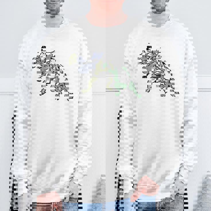 カエル 相撲 伝統 浮世絵 のようなカエルイラスト かわいい 渋かっこいい ワンポイント スウェットシャツ 高齢者への贈り物