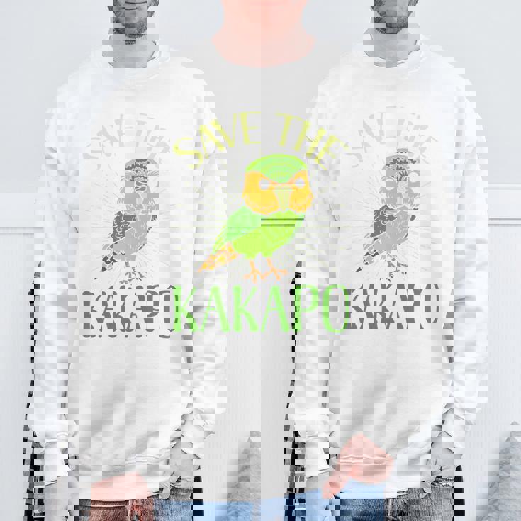 カカポ絶滅危惧保全啓発鳥を救え 長袖tシャツ スウェットシャツ 高齢者への贈り物