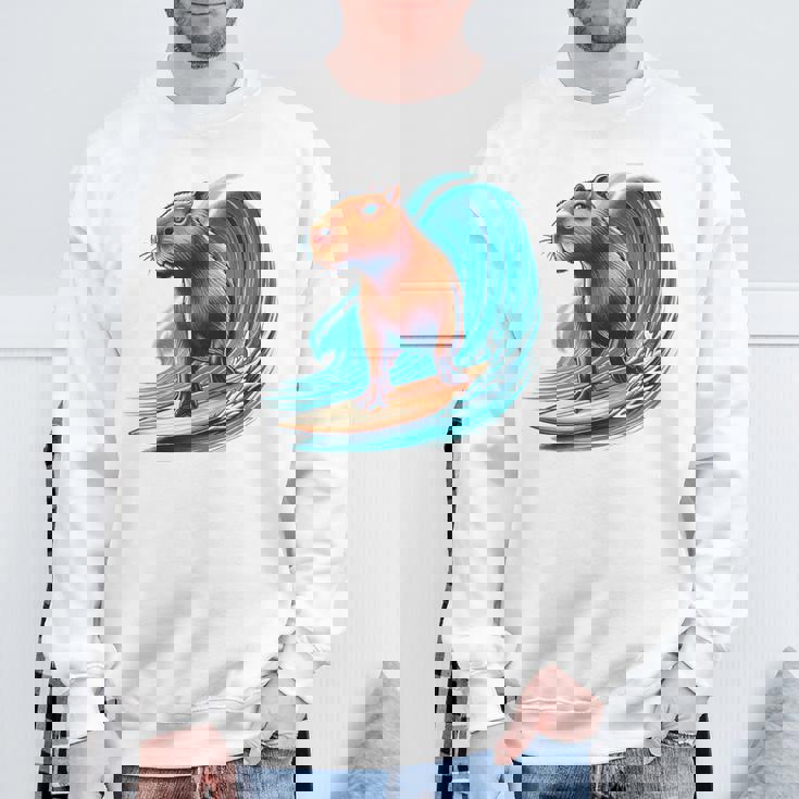 カッコイイ カピバラ サーファー サーフボード サーフィン メンズ レディース キッズ キャピー スウェットシャツ 高齢者への贈り物