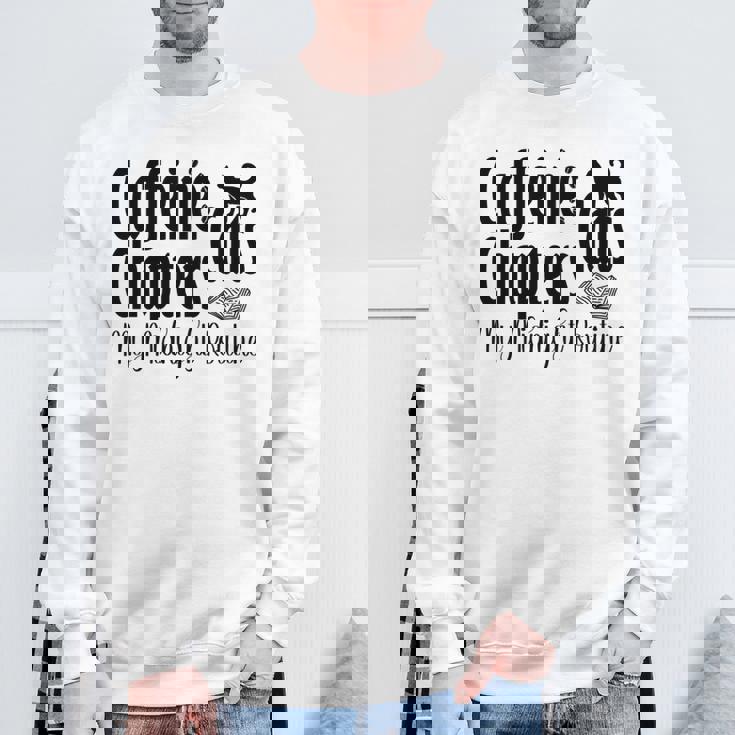 カフェイン猫・章 マイミッドナイトルーチン ナイトキャット フクロウ 長袖tシャツ スウェットシャツ 高齢者への贈り物