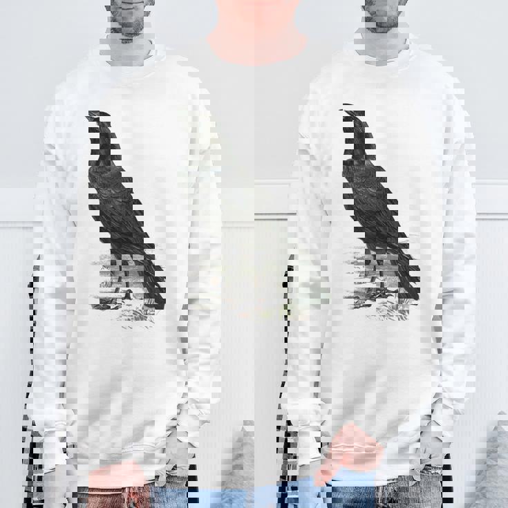 カラス ビンテージ イラスト カラス スウェットシャツ 高齢者への贈り物