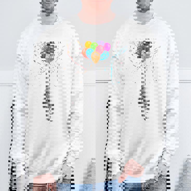 カラフルな顔 赤ちゃん オランウータン ハンギングバルーン グラフィック 猿 スウェットシャツ 高齢者への贈り物