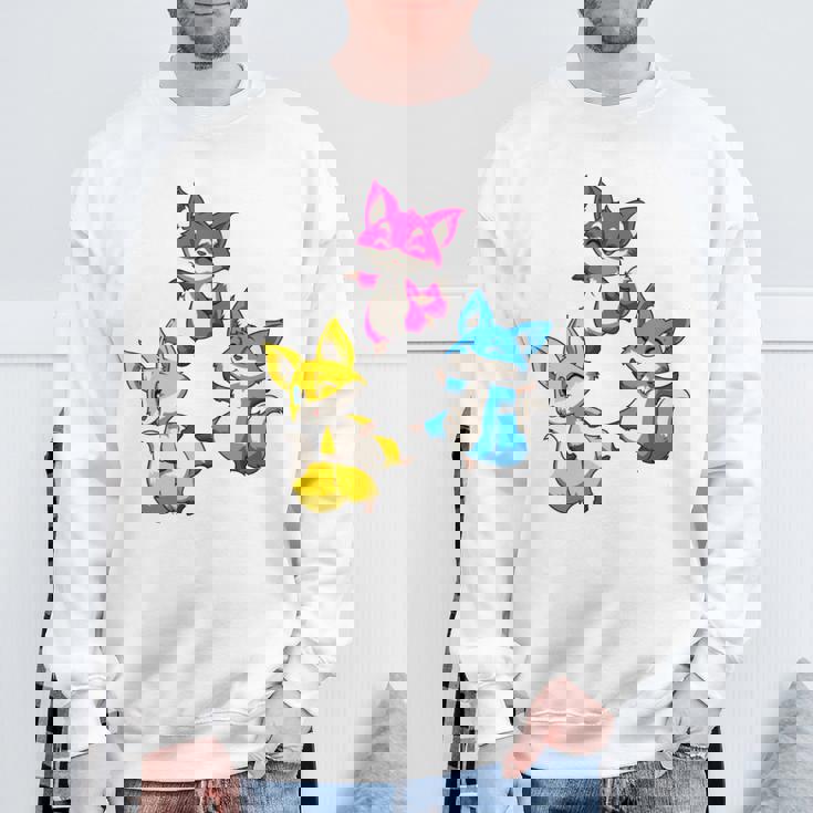 カワイイ・パンセクシュアル・プライド・フォックス 長袖tシャツ スウェットシャツ 高齢者への贈り物