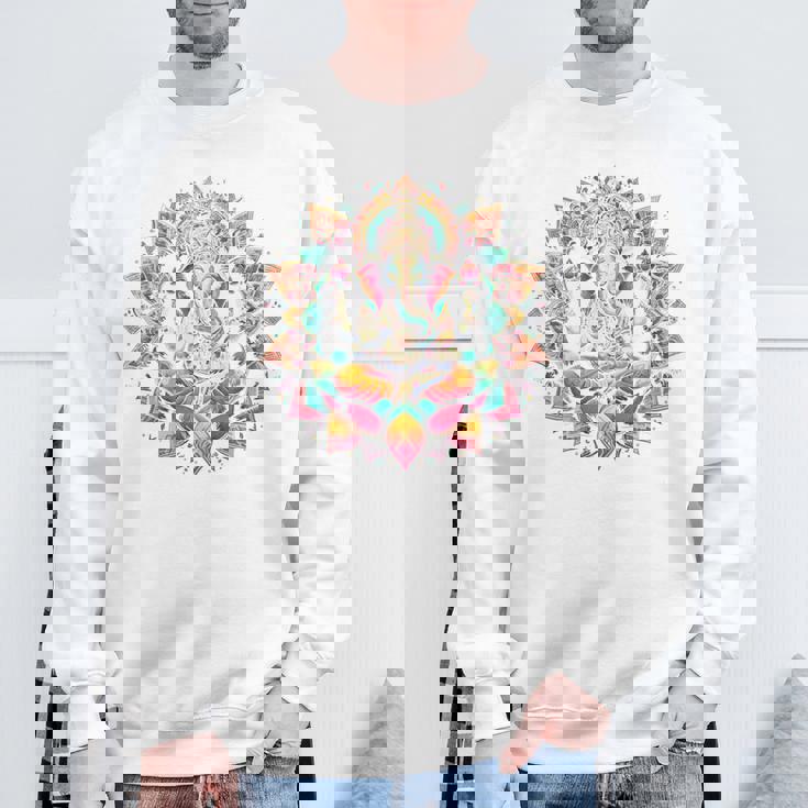 ガネーシャシンボル ヨガ ヒンドゥー教 象 神 ガネーシャ プージャ 長袖tシャツ スウェットシャツ 高齢者への贈り物