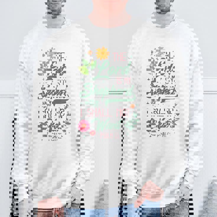 キリスト教聖書の詩 主は私の羊飼い 詩篇 23 花 スウェットシャツ 高齢者への贈り物