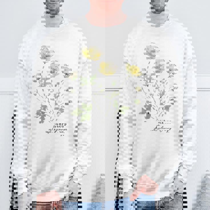 キンポウゲ 花柄 ボタニカルtシャツ ヴィンテージ 自然 野花 アート スウェットシャツ 高齢者への贈り物