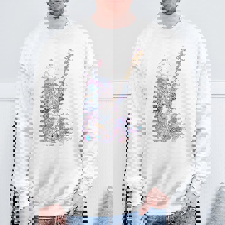 ギターを弾く猫 ネコ おもしろ かわいい ロック おしゃれ スウェットシャツ 高齢者への贈り物